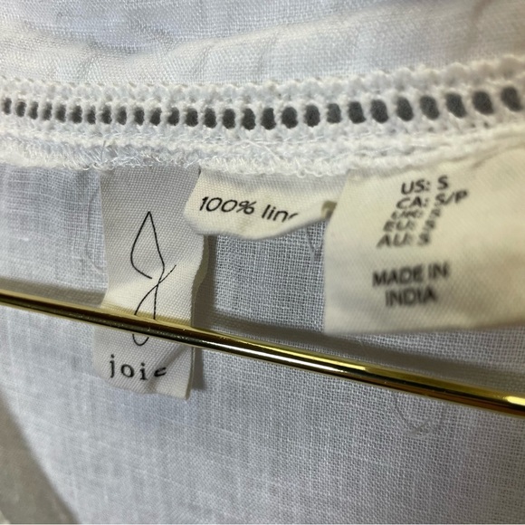 Joie Linen Prairie White V Neck Lace Tunic Top - Picture 7 of 9